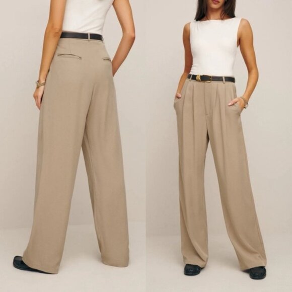 REFORMATION Mason Pants in Mushroom - Picture 1 of 1